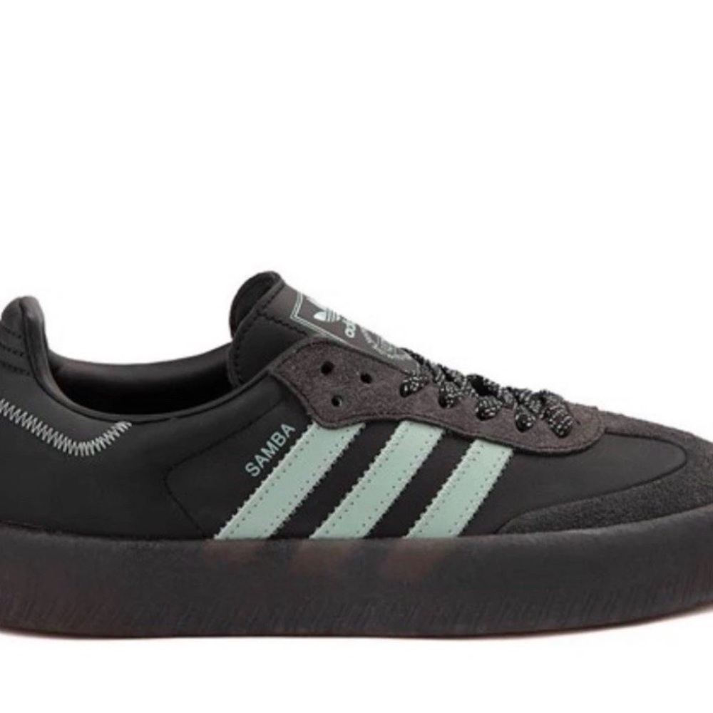 adidas Black Low-Top Sneakers with Mint Stripes